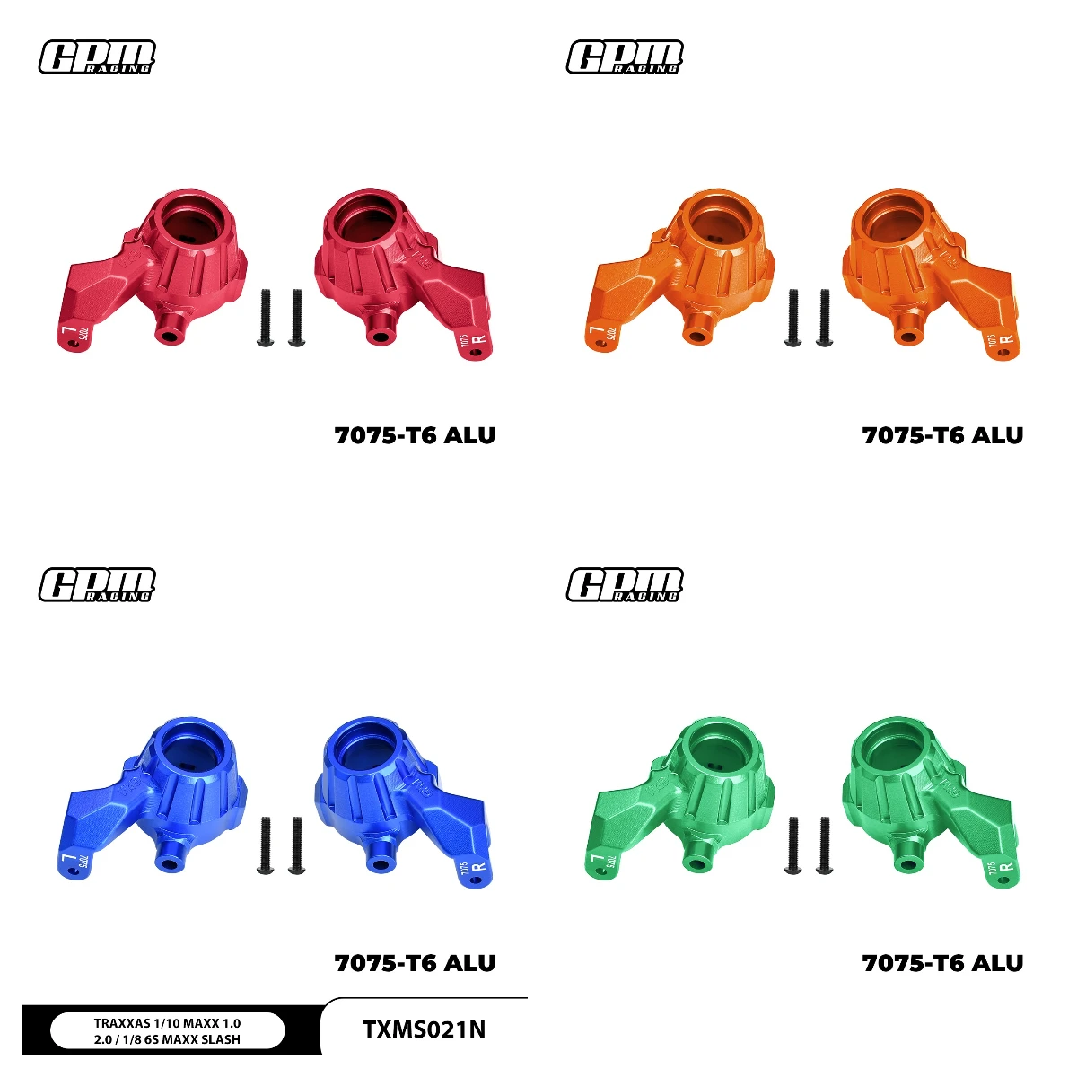 GPM 1/10 Maxx 1/8 6S Maxx Slash 102076-4 TRAXXAS Aluminum 7075 Front Steering Blocks
GPM 1/10 Maxx 1/8 6S Maxx Slash 102076-4 TRAXXAS Aluminum 7075 Front Steering Blocks