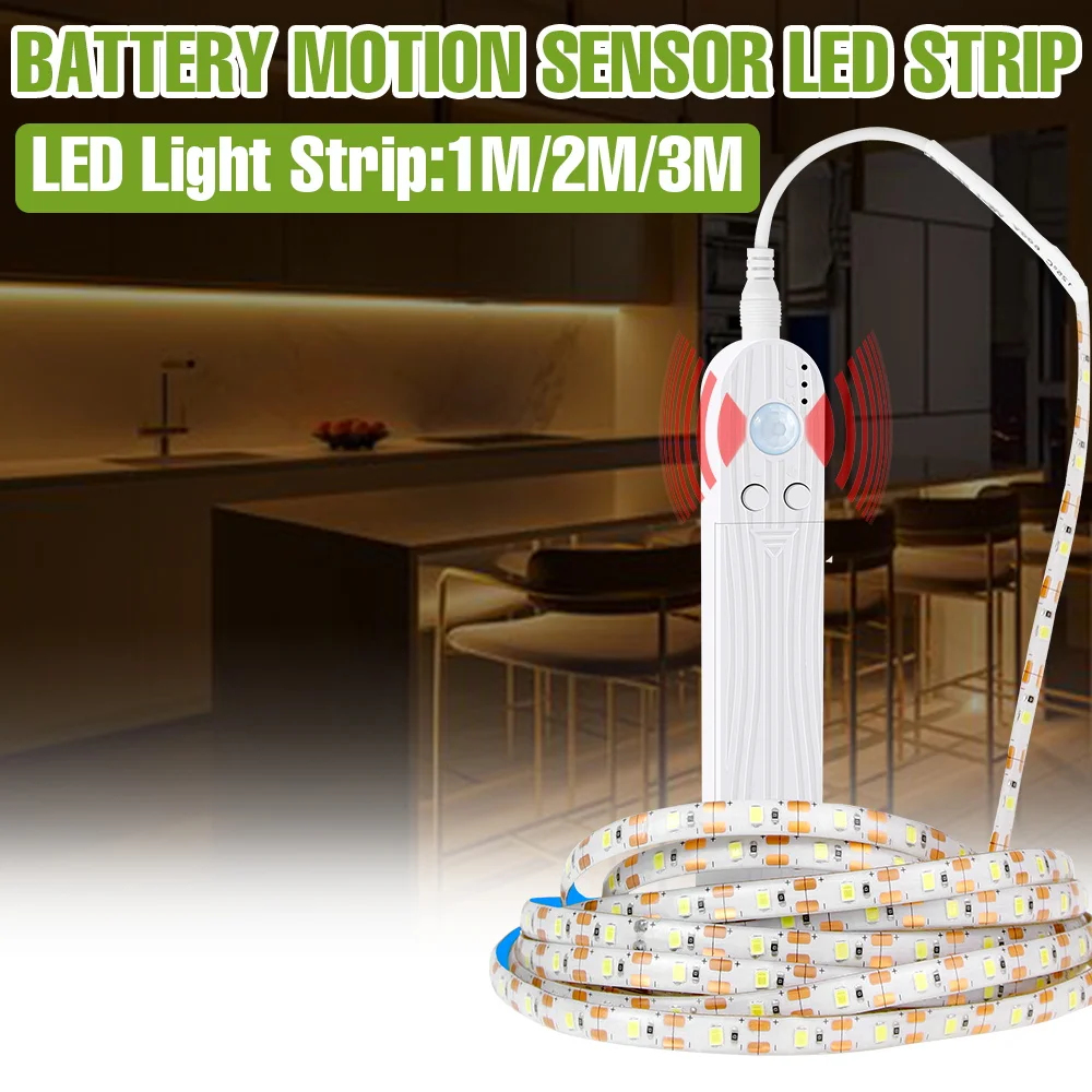 LED PIR Motion Sensor Kitchen Light Strip Under Cabinet Tape Lamp AAA Battery Powered For Bedroom Bedside Stairs Decor Backlight
LED PIR Motion Sensor Kitchen Light Strip Under Cabinet Tape Lamp AAA Battery Powered For Bedroom Bedside Stairs Decor Backlight