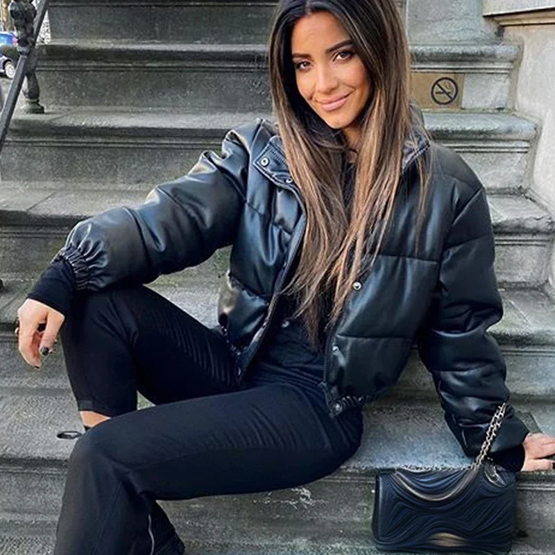 Winter Thick Warm Short Parkas Women Fashion Black PU Leather Coats Women Elegant Zipper Cotton Jackets Female Ladies E8095
Winter Thick Warm Short Parkas Women Fashion Black PU Leather Coats Women Elegant Zipper Cotton Jackets Female Ladies E8095