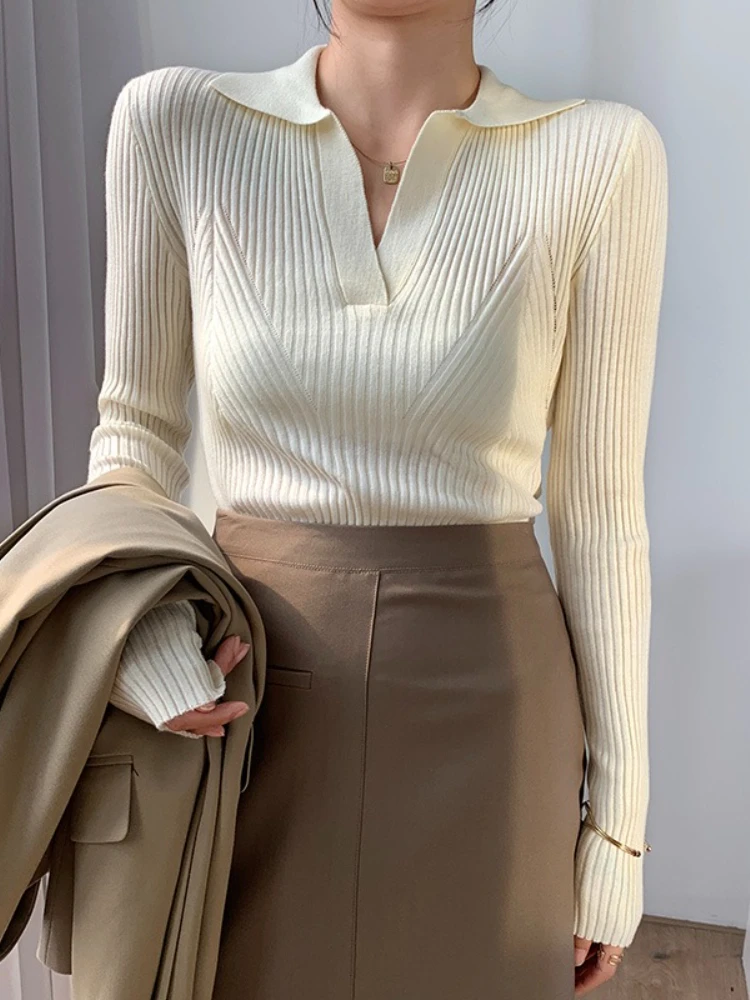 AOSSVIAO модный пуловер с воротником-поло, женский осень 2025 г., тонкие элегантные вязаные топы с длинными рукавами, однотонные повседневные свитера в рубчик
AOSSVIAO модный пуловер с воротником-поло, женский осень 2025 г., тонкие элегантные вязаные топы с длинными рукавами, однотонные повседневные свитера в рубчик