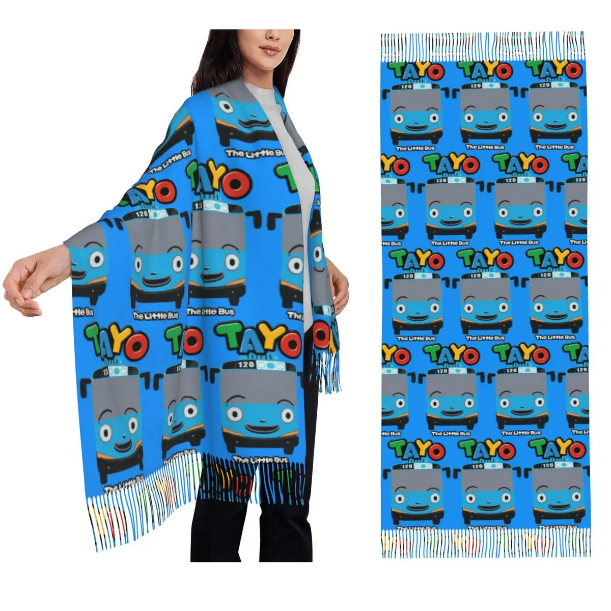 Tayo The Little Bus Шарф Шарфы с кисточками для женщин Мягкие теплые шали и накидки Длинная осенне-зимняя шаль 
Tayo The Little Bus Шарф Шарфы с кисточками для женщин Мягкие теплые шали и накидки Длинная осенне-зимняя шаль