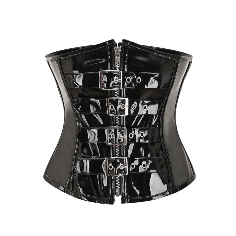 Black Red PU Leather Underbust Corset For Women Steampunk Zipper Buckle Waist Trainer Body Shaper Bustiers Top
Black Red PU Leather Underbust Corset For Women Steampunk Zipper Buckle Waist Trainer Body Shaper Bustiers Top