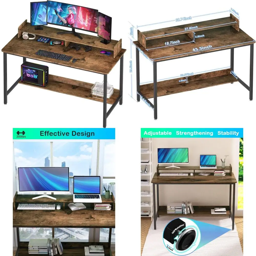 Gaming Writing Desk 43 Inch with Storage Shelves for Home Office Study PC Workstation, Ideal for Gamers and Writers
Gaming Writing Desk 43 Inch with Storage Shelves for Home Office Study PC Workstation, Ideal for Gamers and Writers