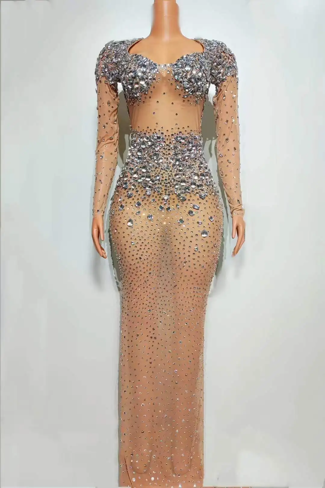 Luxury Sparkly Birthday Evening Prom Women Hot Drilling Process Rhinestone Sheer Long Dress Stretch Drag Queen Costume
Luxury Sparkly Birthday Evening Prom Women Hot Drilling Process Rhinestone Sheer Long Dress Stretch Drag Queen Costume