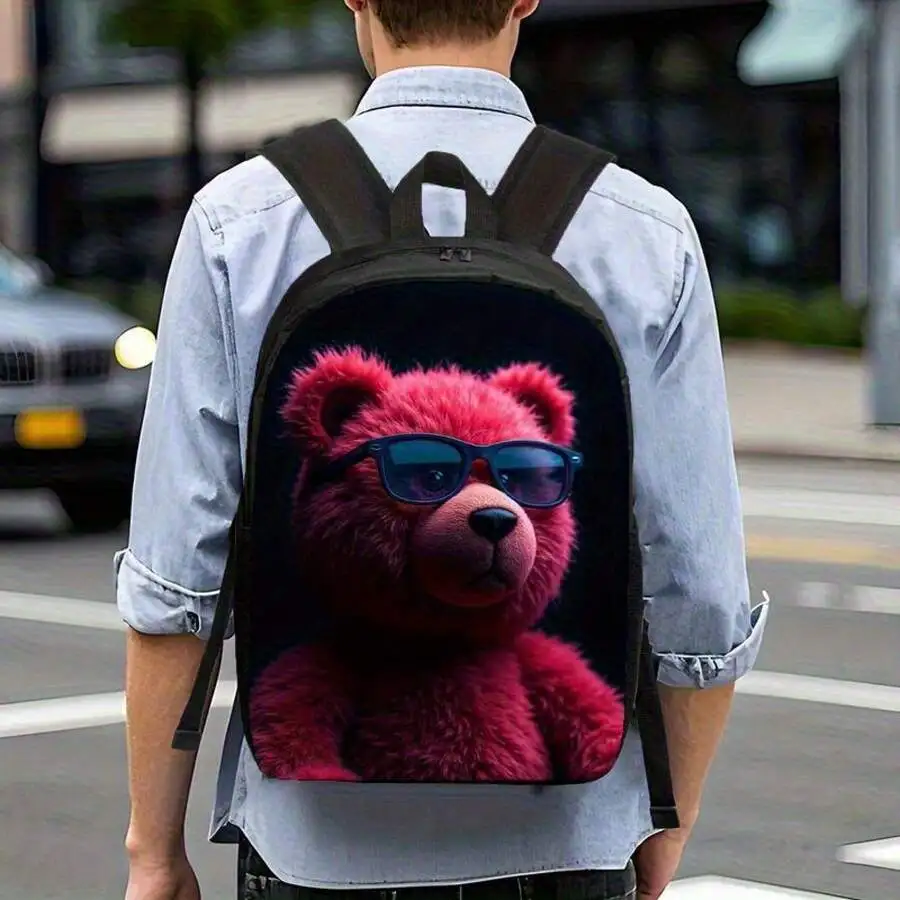 Red Teddy Bear With Sunglasses Print Backpack For Adults, Lightweight Polyester School Bag With Adjustable Straps And Zipper
Red Teddy Bear With Sunglasses Print Backpack For Adults, Lightweight Polyester School Bag With Adjustable Straps And Zipper