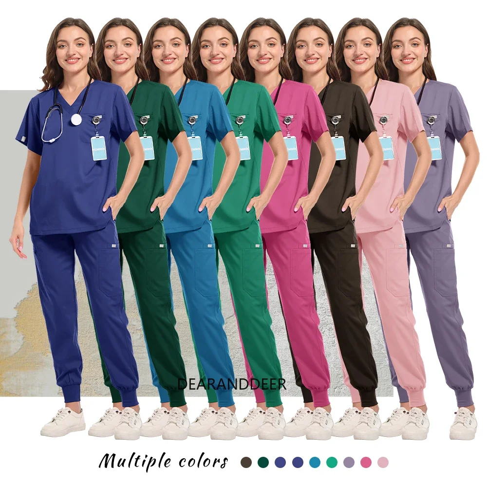 Thick matte set short-sleeved V-neck top + sports pants set care women multi-color pet doctor surgery medical work uniform
Thick matte set short-sleeved V-neck top + sports pants set care women multi-color pet doctor surgery medical work uniform