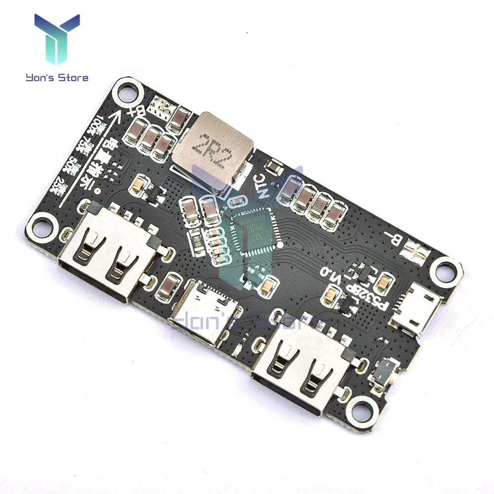 IP5328P Dual USB 18650 Зарядное устройство Treasure Tpye-c от 3,7 В до 5 В, 9 В, 12 В, повышающее быстрое зарядное устройство, печатная плата QC2.0 QC3.0
IP5328P Dual USB 18650 Зарядное устройство Treasure Tpye-c от 3,7 В до 5 В, 9 В, 12 В, повышающее быстрое зарядное устройство, печатная плата QC2.0 QC3.0