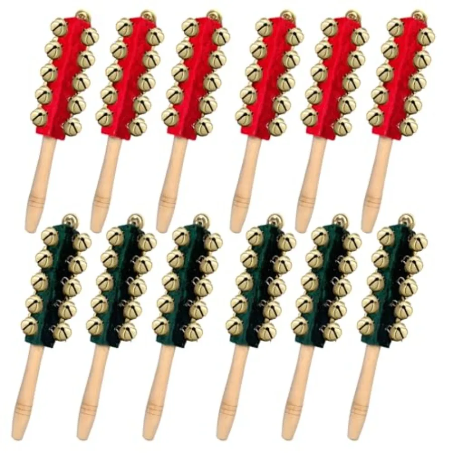 12 Pcs Christmas Hand Sleigh Bells Stick Hand Bell Instruments Wooden Handle Jingle Bells Stick Musical Instruments for Christm
12 Pcs Christmas Hand Sleigh Bells Stick Hand Bell Instruments Wooden Handle Jingle Bells Stick Musical Instruments for Christm
