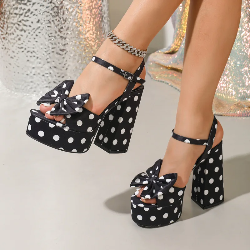 Elegent Office Polka Dot Butterfly Knot Open Toe High Heels Sandals Women Summer Ankle Strap Buckle Thick Soled Platform Shoes
Elegent Office Polka Dot Butterfly Knot Open Toe High Heels Sandals Women Summer Ankle Strap Buckle Thick Soled Platform Shoes