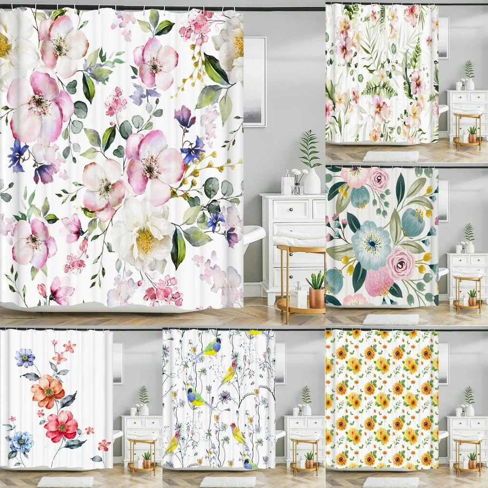 3D Colorful flowers leaves birds printing bathroom waterproof shower curtain with hooks home decoration polyester bath curtains
3D Colorful flowers leaves birds printing bathroom waterproof shower curtain with hooks home decoration polyester bath curtains