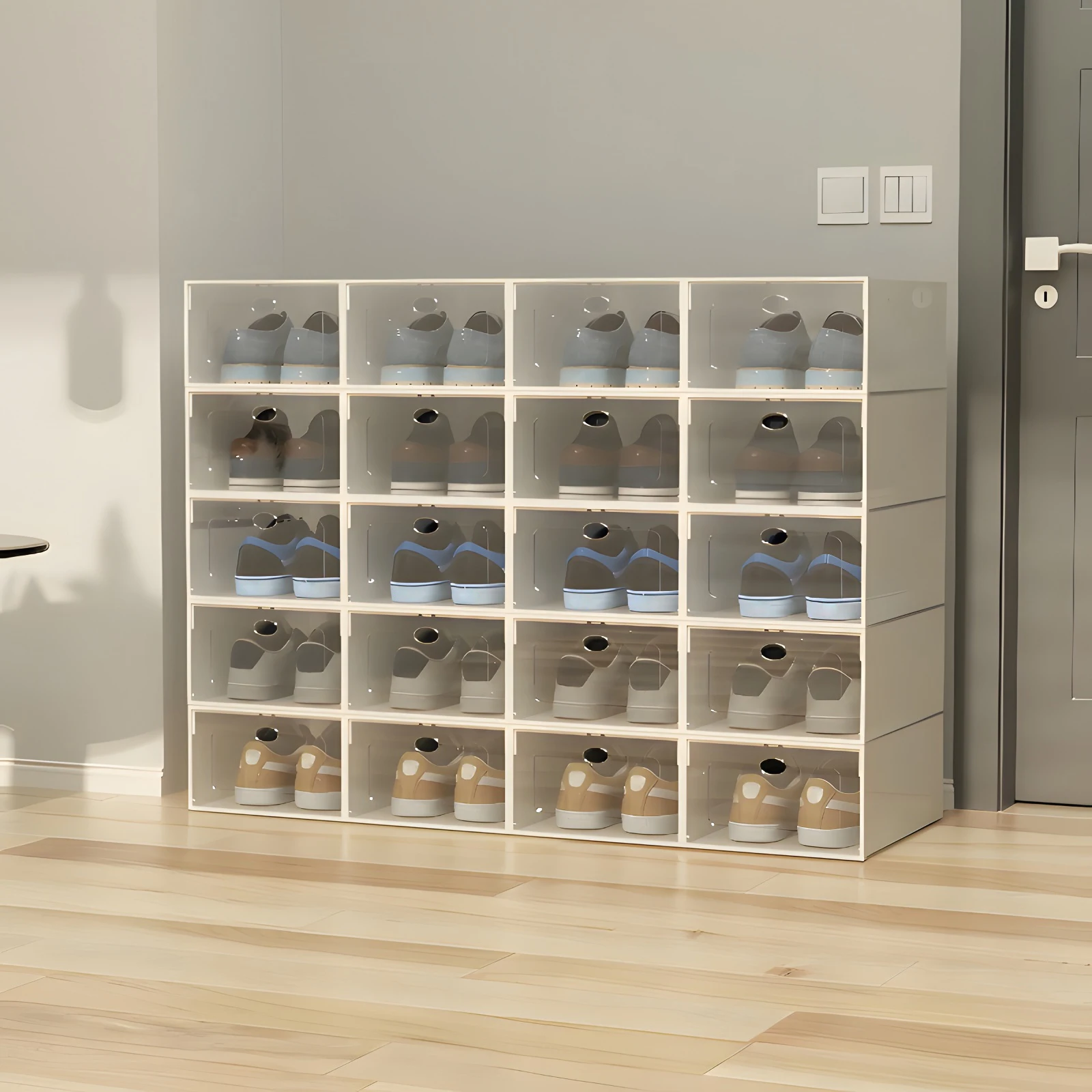 20pcs Transparent Stackable Shoe Storage Box Plastic Foldable Sneaker Display Case Closet Clothes Books Organizer 32.6*24*14cm
20pcs Transparent Stackable Shoe Storage Box Plastic Foldable Sneaker Display Case Closet Clothes Books Organizer 32.6*24*14cm