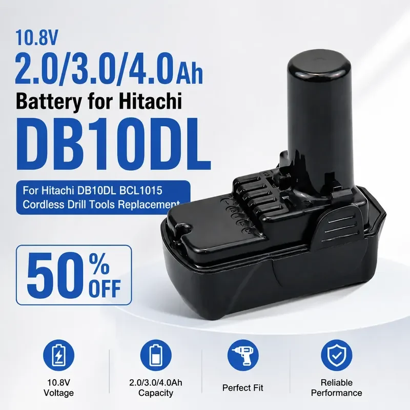 10.8V 2.0/3.0/4.0Ah 18650 Battery for Hitachi DB10DL BCL1015 Cordless Drill Tools Replacement
10.8V 2.0/3.0/4.0Ah 18650 Battery for Hitachi DB10DL BCL1015 Cordless Drill Tools Replacement