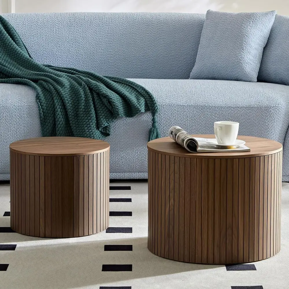 Round Wooden Coffee Tables Set of 2 with Storage, Accent Drum Side Table, Elegant Circle End Table for Small Spaces in Living Ro
Round Wooden Coffee Tables Set of 2 with Storage, Accent Drum Side Table, Elegant Circle End Table for Small Spaces in Living Ro