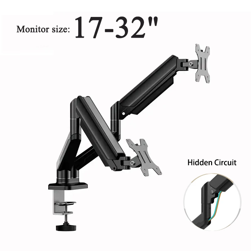 Dual Monitor Mount Gas Spring Bracket, Monitor Arm 360° Adjustable 2 In 1 Monitor Bracket,Pc Monitor Stand For 13-32" Screens
Dual Monitor Mount Gas Spring Bracket, Monitor Arm 360° Adjustable 2 In 1 Monitor Bracket,Pc Monitor Stand For 13-32" Screens