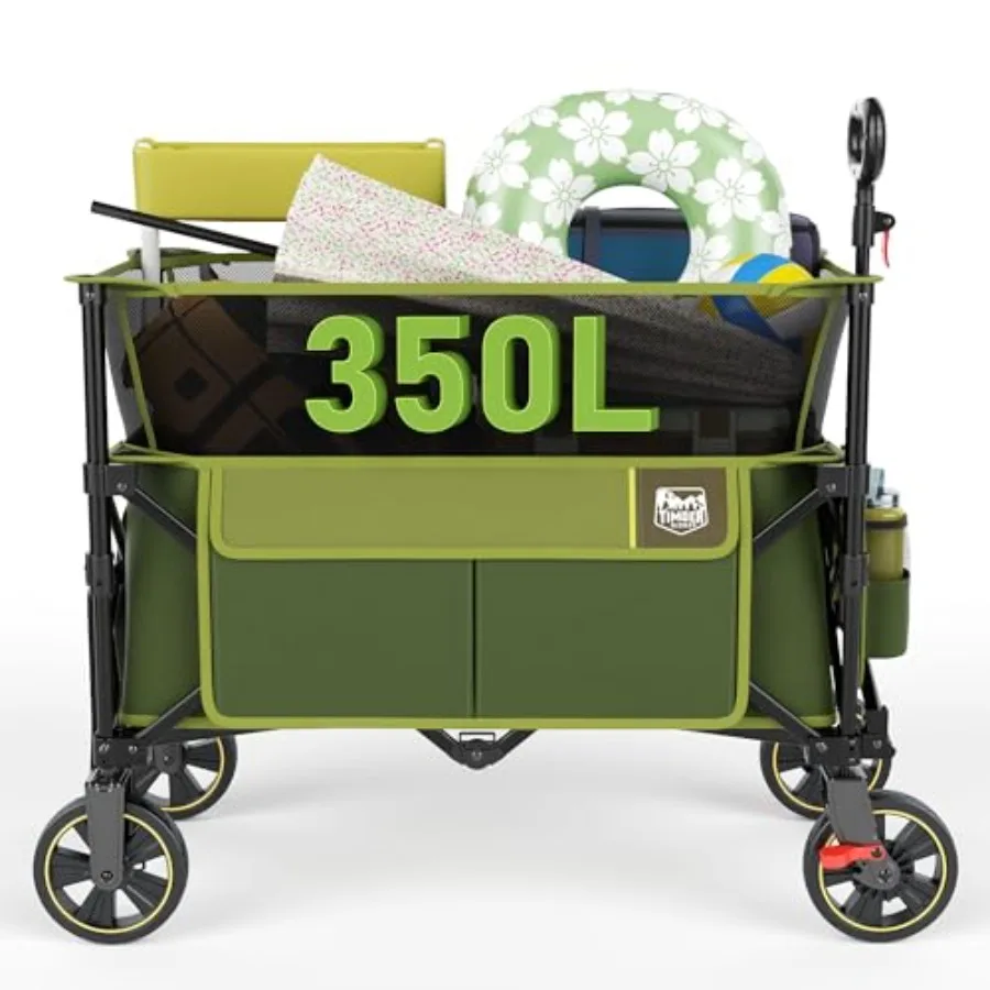 Outdoor camping utility cart: green heavy-duty collapsible folding wagon 350L capacity extended height adjustable handle brake
Outdoor camping utility cart: green heavy-duty collapsible folding wagon 350L capacity extended height adjustable handle brake