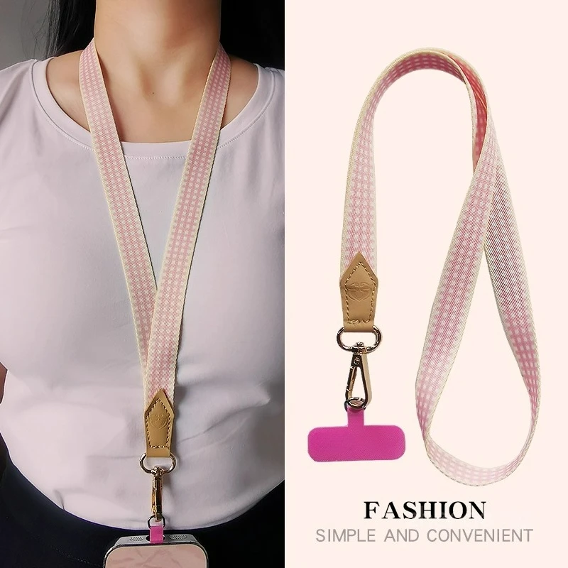 Mobile phone lanyard Women's neck long simple and fresh plaid cloth woven with keychain ID neck rope
Mobile phone lanyard Women's neck long simple and fresh plaid cloth woven with keychain ID neck rope