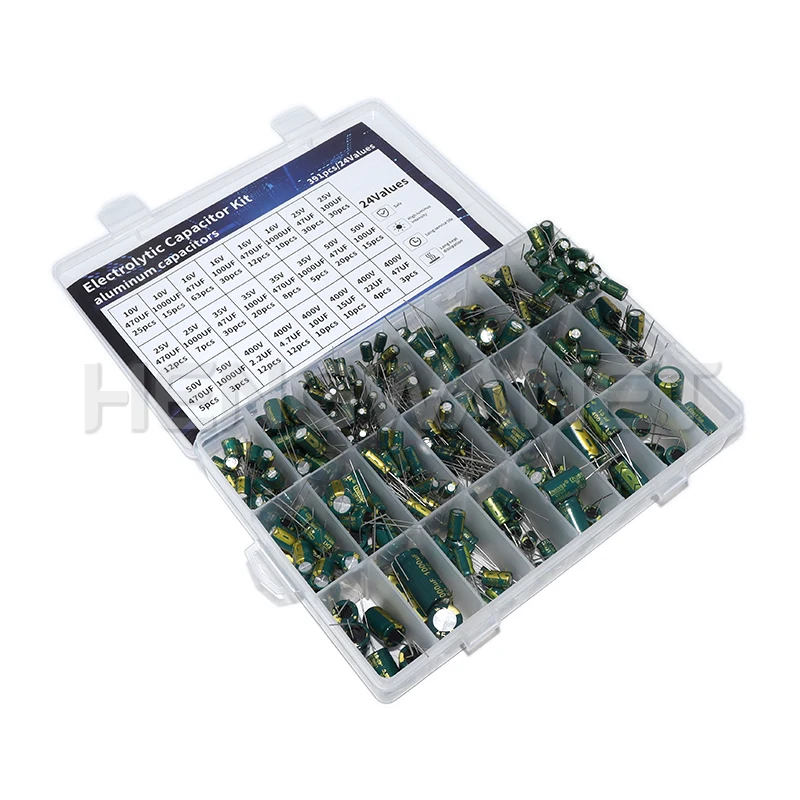 391pcs 24values Electrolytic Capacitor Kit High Frequency Assortment 10v 16v 25v 35v 50v 400v 10uf 100uf 470uf 1000uf
391pcs 24values Electrolytic Capacitor Kit High Frequency Assortment 10v 16v 25v 35v 50v 400v 10uf 100uf 470uf 1000uf
