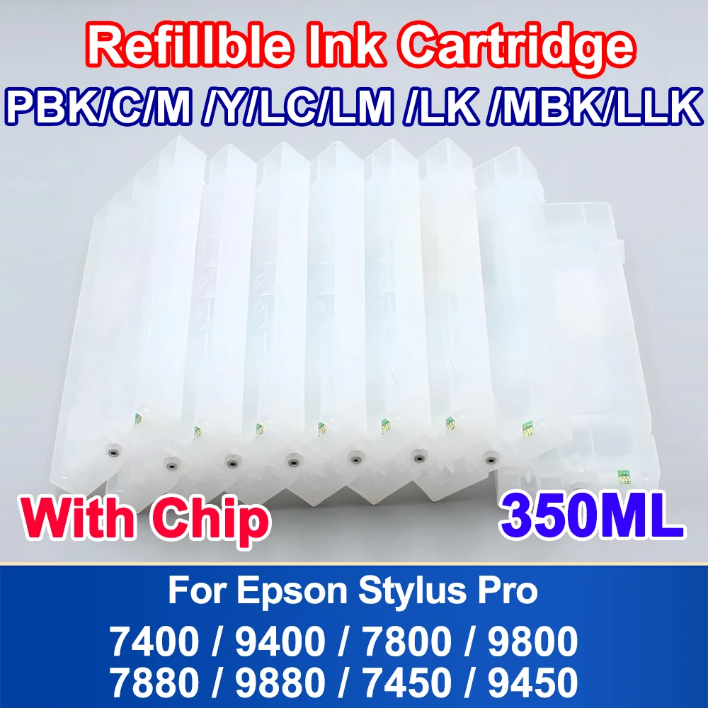1 PC 350ML Empty Refillable ink cartridges With chip for Epson stylus pro 7400 9400 7800 9800 7880 9880 7450 9450 No Ink
1 PC 350ML Empty Refillable ink cartridges With chip for Epson stylus pro 7400 9400 7800 9800 7880 9880 7450 9450 No Ink