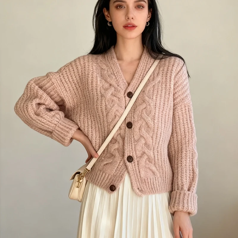 Осень 2025 г., повседневный женский свободный свитер с v-nek, модный зимний теплый вязаный кардиган с длинными рукавами, элегантный однотонный трикотаж
Осень 2025 г., повседневный женский свободный свитер с v-nek, модный зимний теплый вязаный кардиган с длинными рукавами, элегантный однотонный трикотаж