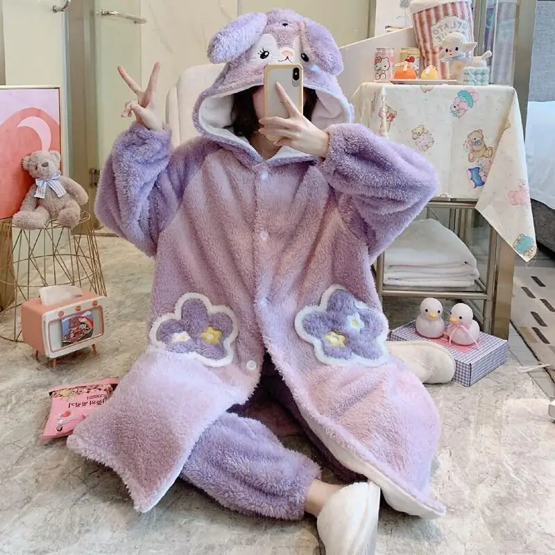 2026 Anime Cute Women Pajama Coral Velvet Soft Warm Hooded Sleepwear Cartoon Kawaii Pajama Sets Sweet Girl Winter Warm Sleepwear
2026 Anime Cute Women Pajama Coral Velvet Soft Warm Hooded Sleepwear Cartoon Kawaii Pajama Sets Sweet Girl Winter Warm Sleepwear