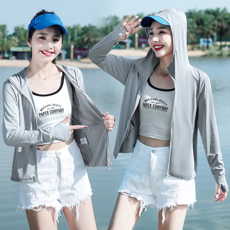 UPF 50+ Women's Sunscreen Hoodie Coats Outdoor Thin Ice Silk Summer UV Protection Jacket Breathable Shirt Women Skin Clothing
UPF 50+ Women's Sunscreen Hoodie Coats Outdoor Thin Ice Silk Summer UV Protection Jacket Breathable Shirt Women Skin Clothing