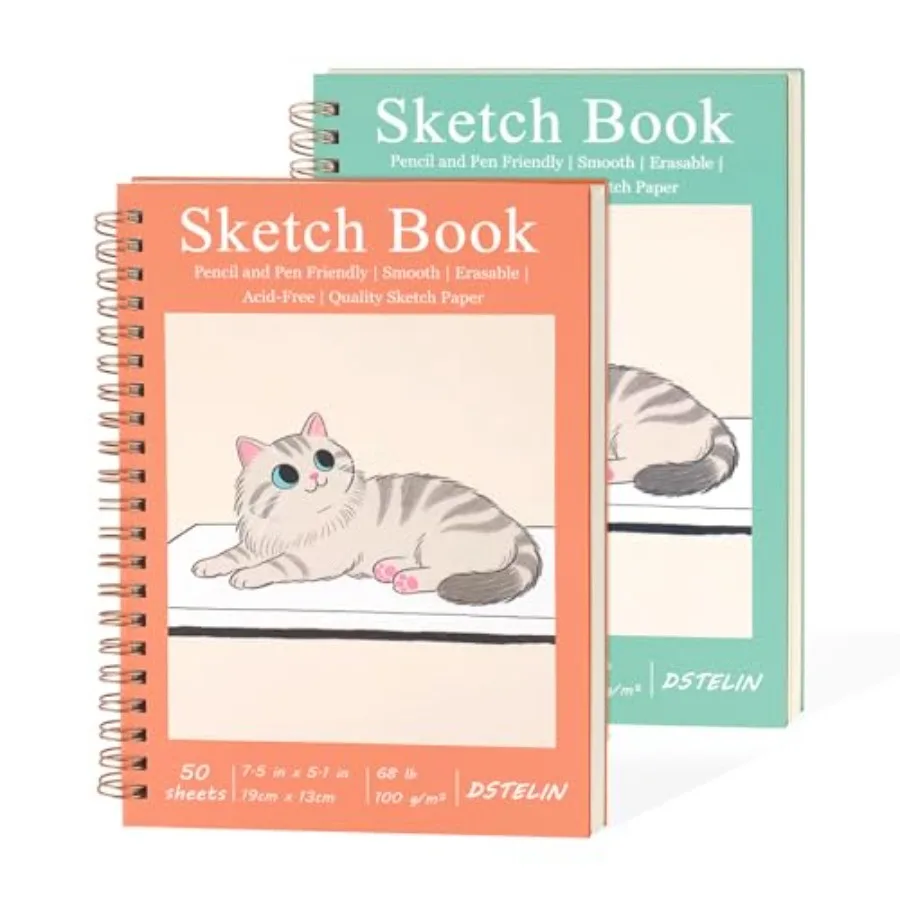 2 Pack Mini Sketch Books, 7.5 x 5.1 Inch, Spiral Bound with Hard Cover, 50 Sheets per Pad, 100gsm, Ideal for Sketching and Mixe
2 Pack Mini Sketch Books, 7.5 x 5.1 Inch, Spiral Bound with Hard Cover, 50 Sheets per Pad, 100gsm, Ideal for Sketching and Mixe