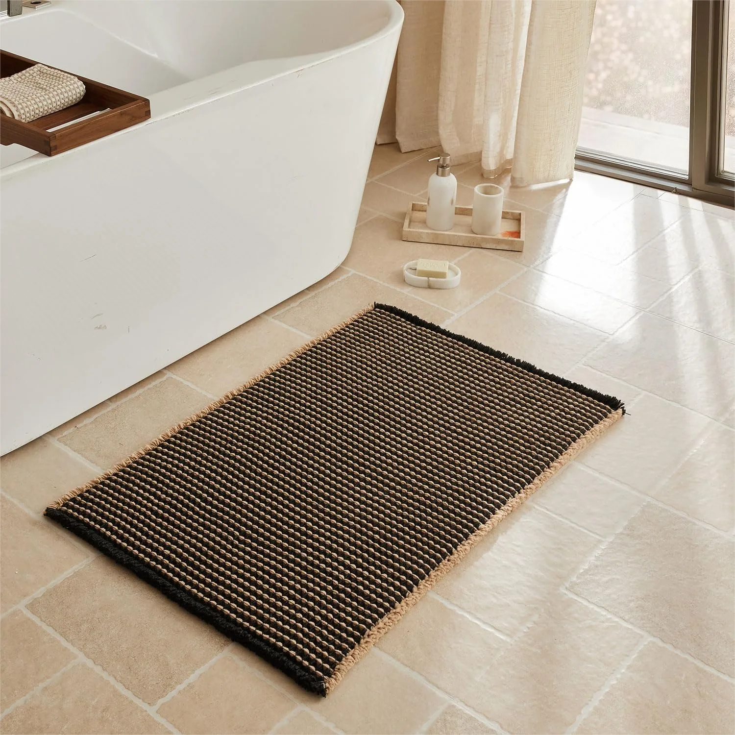 Waffle Bath Mat Non Slip Washable, Ultra Soft Super Absorbent Quick Dry Boho Farmhouse Bathroom Rug, 24x36 Black Khaki
Waffle Bath Mat Non Slip Washable, Ultra Soft Super Absorbent Quick Dry Boho Farmhouse Bathroom Rug, 24x36 Black Khaki