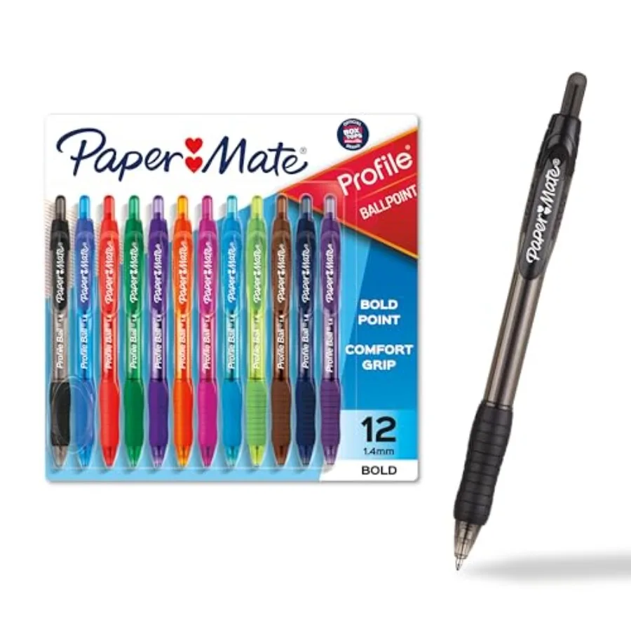 Profile Retractable Ballpoint Pens, Bold Point 1.4mm,Assorted Colors, 12 Count - Back to School, Office, Teacher Supplies
Profile Retractable Ballpoint Pens, Bold Point 1.4mm,Assorted Colors, 12 Count - Back to School, Office, Teacher Supplies