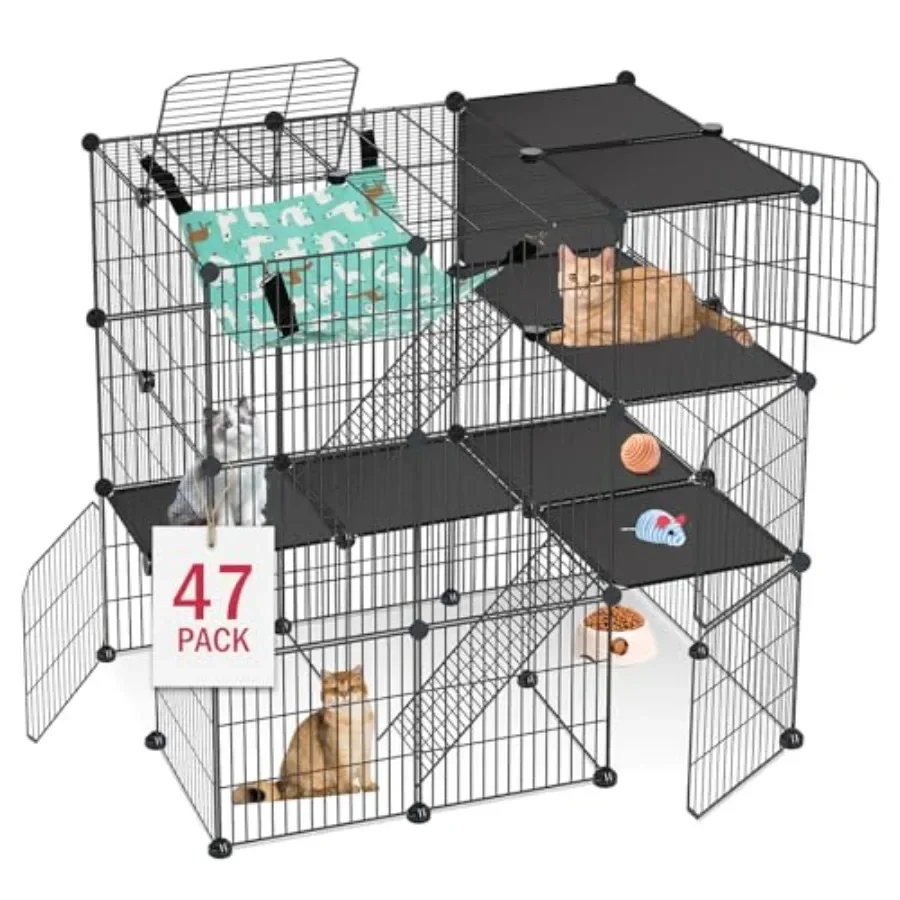 Cat Cage for Indoor Outdoor Use, Metal Wire, Gray, 3-Tier DIY Catio with Hammock, Detachable Expandable, 2x3x3 ft Exercise Spac
Cat Cage for Indoor Outdoor Use, Metal Wire, Gray, 3-Tier DIY Catio with Hammock, Detachable Expandable, 2x3x3 ft Exercise Spac