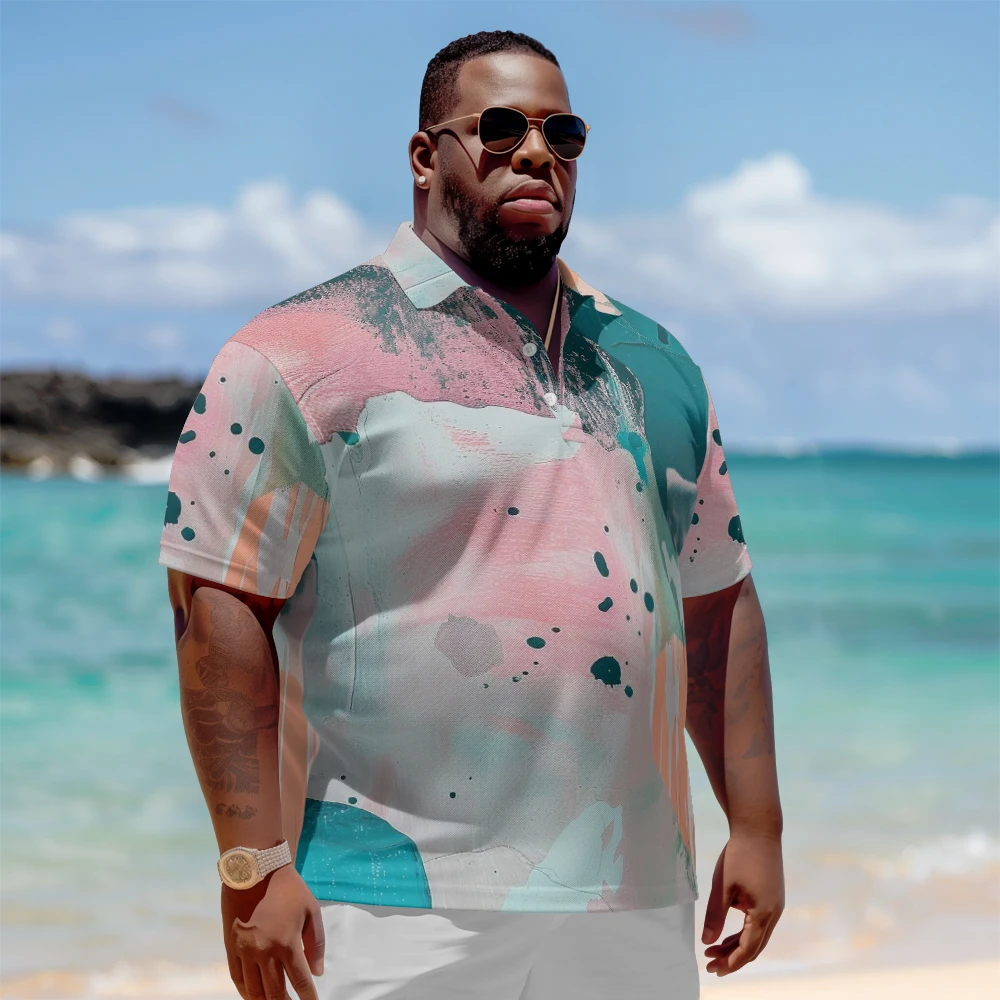1 men's plus size polo shirt with summer green pink mixed print casual lapel button suitable for shopping and golf
1 men's plus size polo shirt with summer green pink mixed print casual lapel button suitable for shopping and golf