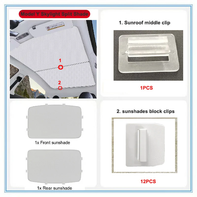 for Tesla Model Y S X 3 skylight Split shade windows sunshades sun block clips Accessories
for Tesla Model Y S X 3 skylight Split shade windows sunshades sun block clips Accessories