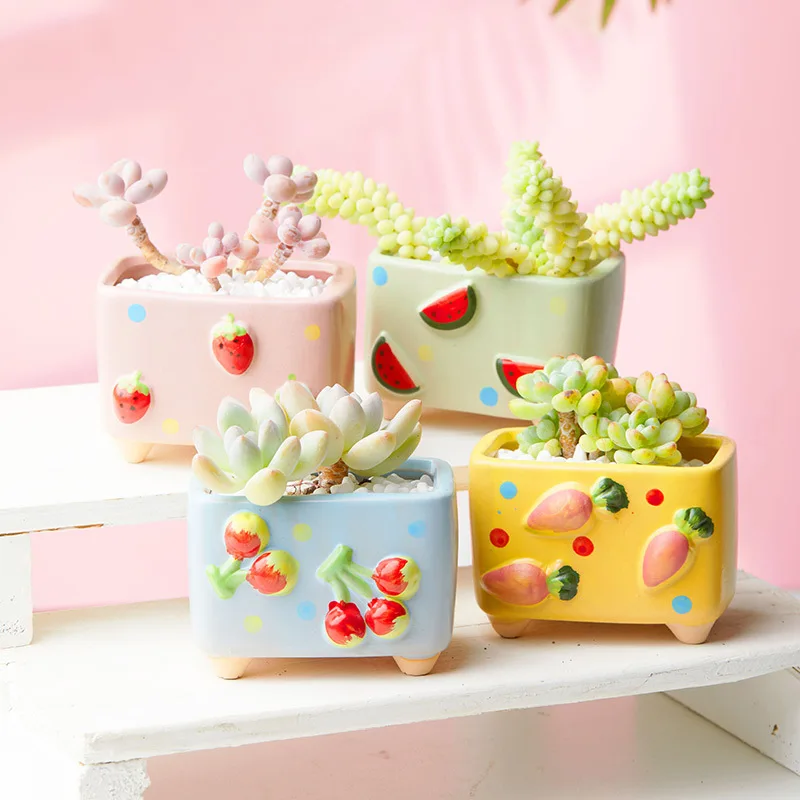 Hand-painted Ceramic Succulent Flower Pot Home Creative and Cute Flowerpot Fruit-shaped Square-mouthed Plant Small Flower Pot
Hand-painted Ceramic Succulent Flower Pot Home Creative and Cute Flowerpot Fruit-shaped Square-mouthed Plant Small Flower Pot