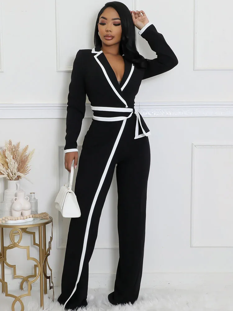 Doyerl Striped Patchwork One Piece Jumpsuit Office Wear Women Elegant Long Sleeve High Waist Wide Leg Romper Work Outfits Sashes
Doyerl Striped Patchwork One Piece Jumpsuit Office Wear Women Elegant Long Sleeve High Waist Wide Leg Romper Work Outfits Sashes