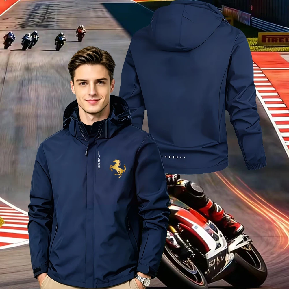 Men's Jacket with Gold Horse Waterproof Hooded Windbreaker with Removable Hood,Outdoor Casual Sports Coat for Trekking,S-3XL
Men's Jacket with Gold Horse Waterproof Hooded Windbreaker with Removable Hood,Outdoor Casual Sports Coat for Trekking,S-3XL