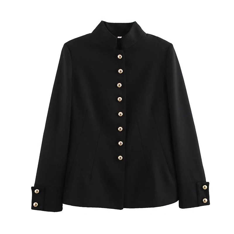 Autumn Winter Fashion Lady Blazer Coat Women Long Sleeve Single Breasted Stand Collar Slim Suit Jacket 
Autumn Winter Fashion Lady Blazer Coat Women Long Sleeve Single Breasted Stand Collar Slim Suit Jacket