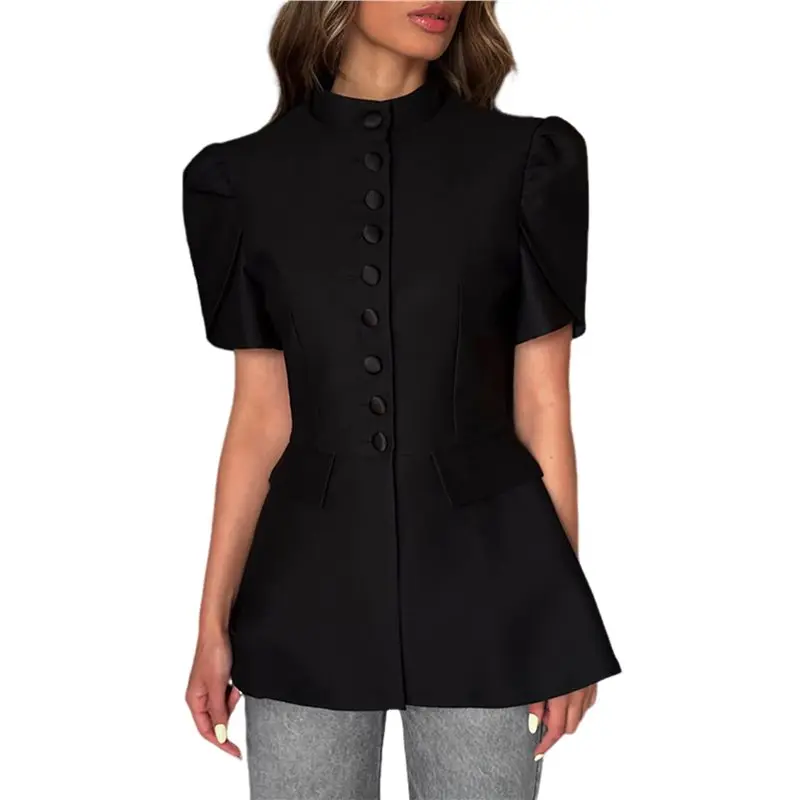 CYL-Women's Elegant Puff Sleeve Blouses - Button Down Flared Tops For Business Casual Wear
CYL-Women's Elegant Puff Sleeve Blouses - Button Down Flared Tops For Business Casual Wear