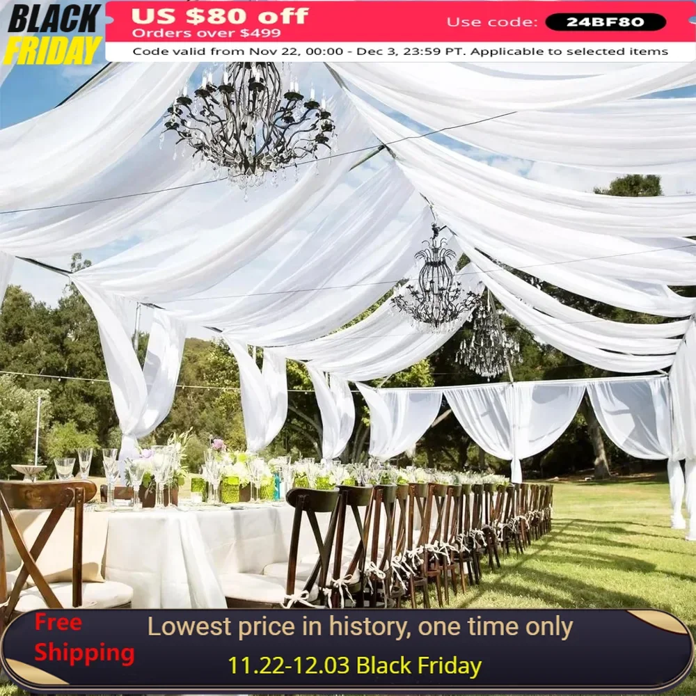 5ftx30ft Ceiling Drapes for Wedding, Soft Chiffon Sheer Fabric, Arch Draping, 6 Panels Ceiling Drapes
5ftx30ft Ceiling Drapes for Wedding, Soft Chiffon Sheer Fabric, Arch Draping, 6 Panels Ceiling Drapes