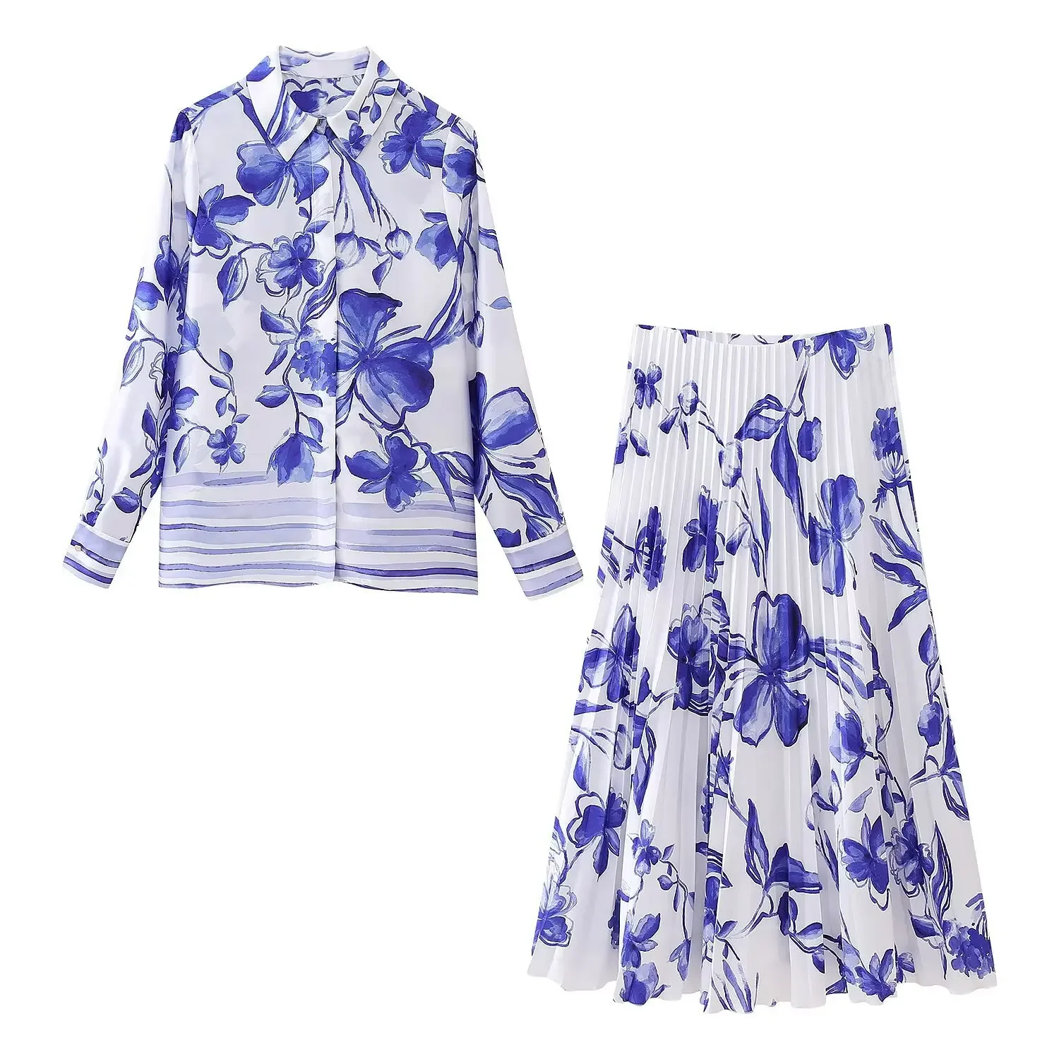 Skirts for Women Vintage Floral Printed Blouse Turn Down Long Sleeve Shirt Zipper High Waisted A Line Pleated Skirt Suits Y2K
Skirts for Women Vintage Floral Printed Blouse Turn Down Long Sleeve Shirt Zipper High Waisted A Line Pleated Skirt Suits Y2K