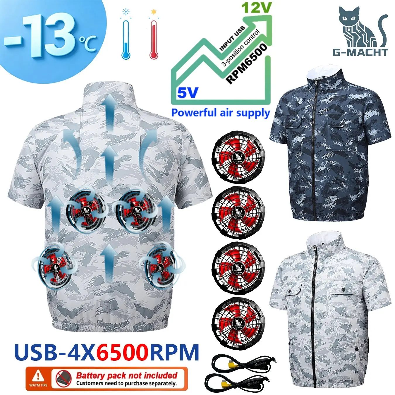 G-MACHT Men Short Sleeve 4Fans Cooling Jacket USB Air Conditioning Clothing Outdoor Work Fishing Heat Protection Cooling Vest
G-MACHT Men Short Sleeve 4Fans Cooling Jacket USB Air Conditioning Clothing Outdoor Work Fishing Heat Protection Cooling Vest