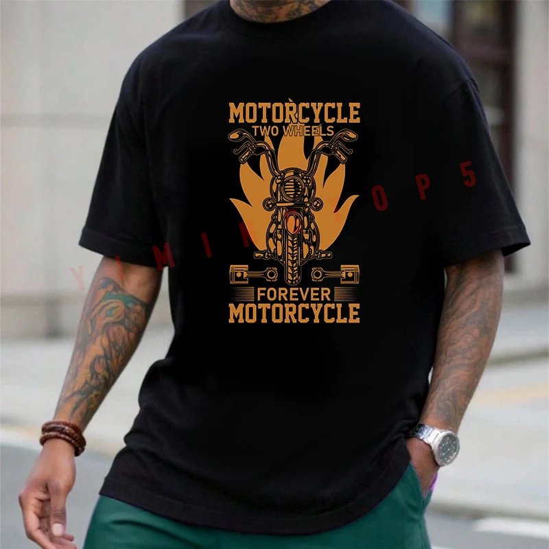 Motorcycle Two Wheels Forever Graphic T-shirt Men's Summer Cotton Casual Short-sleeved O-neck Top Tees
Motorcycle Two Wheels Forever Graphic T-shirt Men's Summer Cotton Casual Short-sleeved O-neck Top Tees