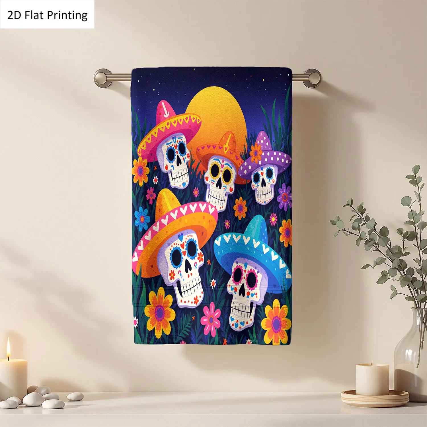 1Pc Day Of The Dead Skulls Sombreros Floral Colorful Bathroom Hand Towel Bath Towel, Multiple Size Microfiber Polyester Towel, Unique Home Decorative Kitchen Towels, Festival Bathroom Accessories Decor, Quick Dry and Absorbent
1Pc Day Of The Dead Skulls Sombreros Floral Colorful Bathroom Hand Towel Bath Towel, Multiple Size Microfiber Polyester Towel, Unique Home Decorative Kitchen Towels, Festival Bathroom Accessories Decor, Quick Dry and Absorbent