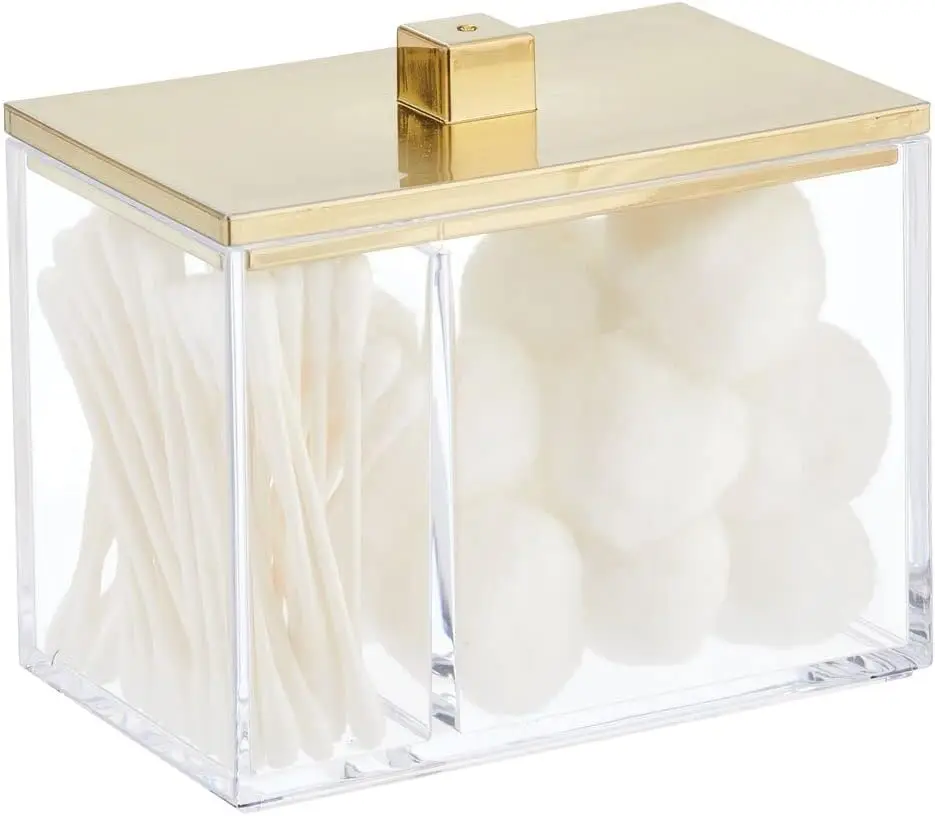 Modern Square Bathroom Countertop Organizer with 2 Divided Sections for Cotton Swabs, Rounds, and Makeup Sponges
Modern Square Bathroom Countertop Organizer with 2 Divided Sections for Cotton Swabs, Rounds, and Makeup Sponges