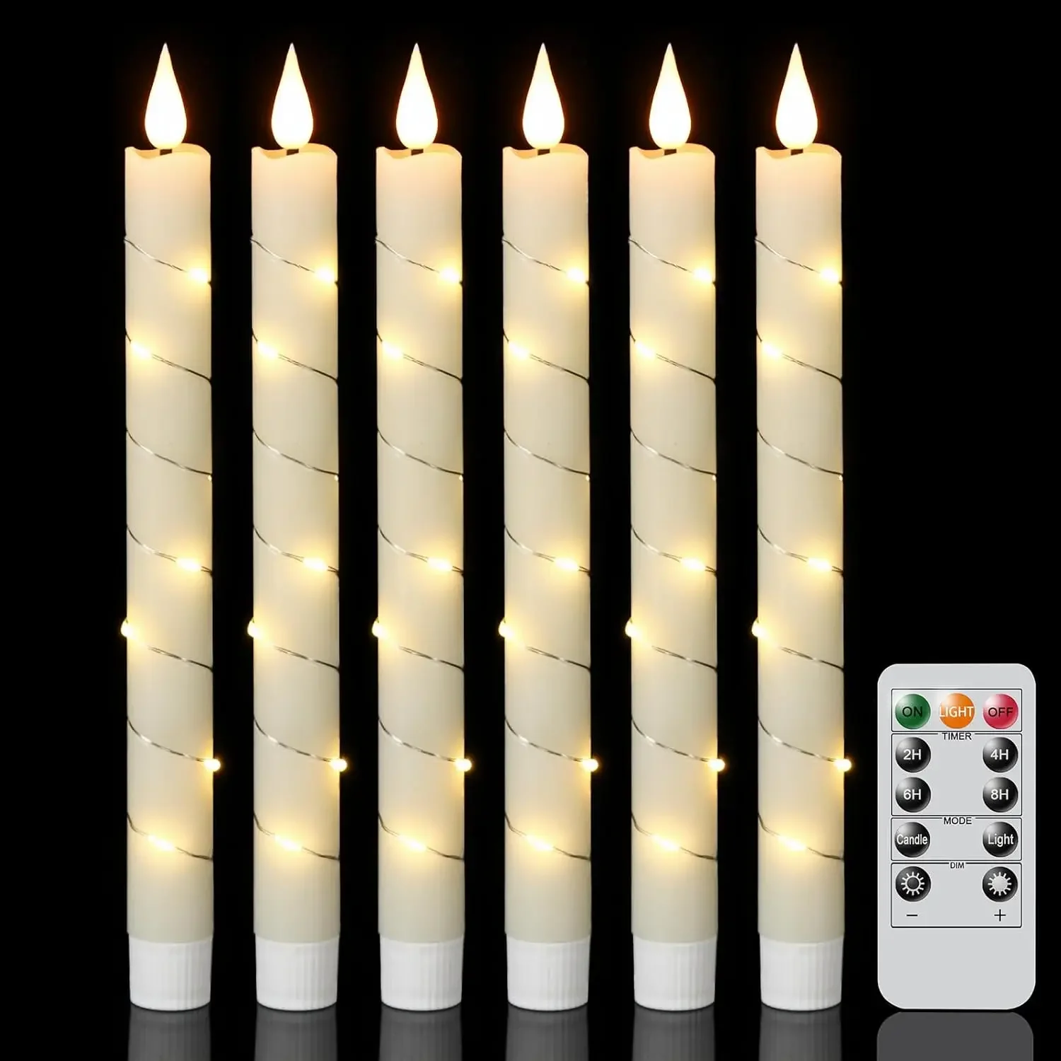 Flameless Taper Candles with Remote & String Lights, Ivory Real Wax, Battery Operated LED Candlesticks for Home Holiday Decor (Set of 6)
Flameless Taper Candles with Remote & String Lights, Ivory Real Wax, Battery Operated LED Candlesticks for Home Holiday Decor (Set of 6)