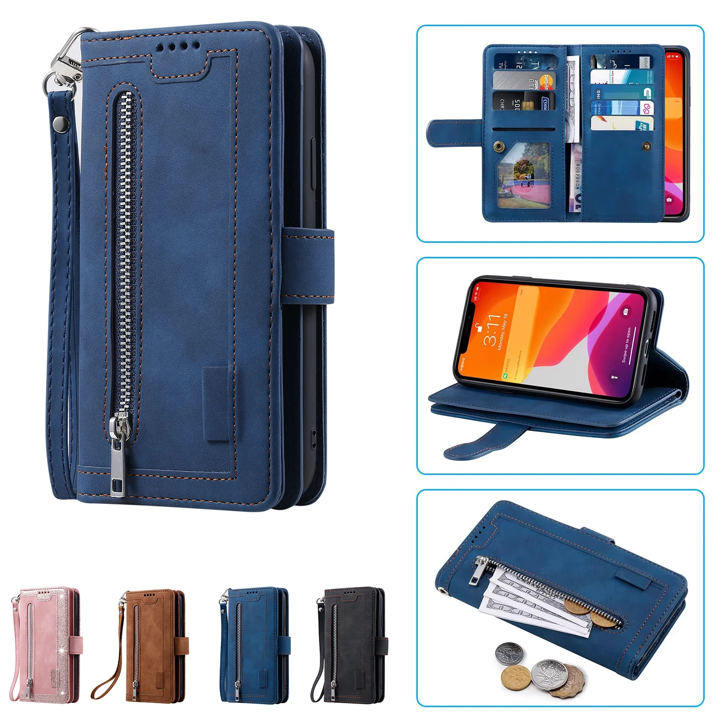 Multi 9-Card Zipper Wallet Case For OPPO A98 A97 A96 A95 A94 A93S A93 A92 A78 A74 A72 A58 A53 A52 Retro Leather Strap Cover
Multi 9-Card Zipper Wallet Case For OPPO A98 A97 A96 A95 A94 A93S A93 A92 A78 A74 A72 A58 A53 A52 Retro Leather Strap Cover