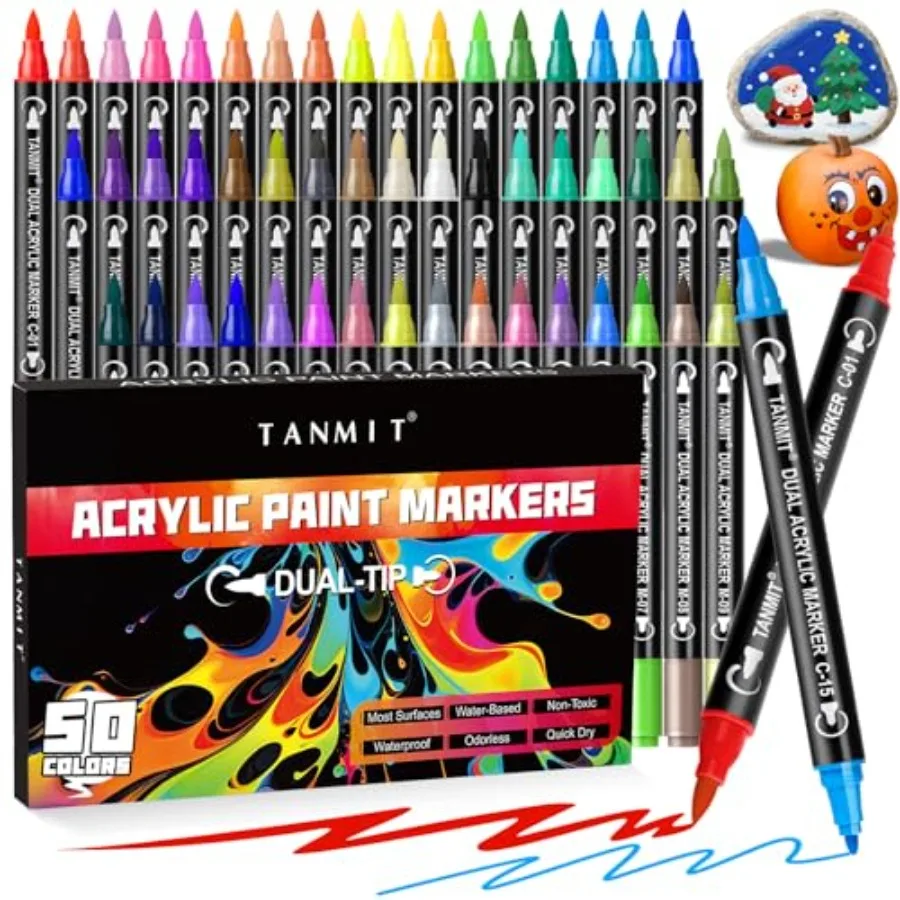 Acrylic Paint Markers, Dual Tip Acrylic Paint Pens with Fine Tip and Brush Tip for Rock Painting, Ceramic, Wood, Plastic, Calli
Acrylic Paint Markers, Dual Tip Acrylic Paint Pens with Fine Tip and Brush Tip for Rock Painting, Ceramic, Wood, Plastic, Calli