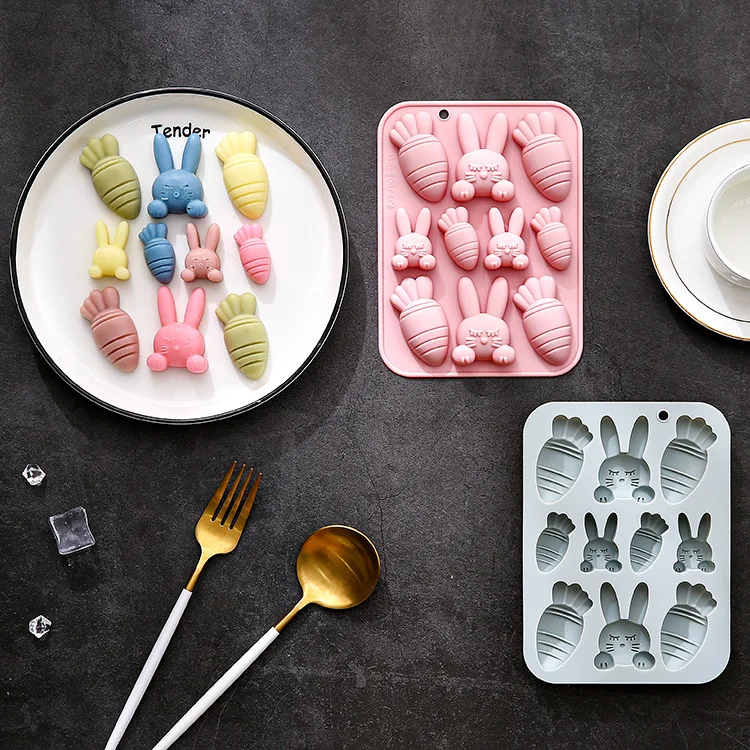 2 Pack 10-hole Different Sizes Rabbit Carrot Shape Silicone Molds Handmade Soap Chocolate Cake Mold Cake Decoration Accessories
2 Pack 10-hole Different Sizes Rabbit Carrot Shape Silicone Molds Handmade Soap Chocolate Cake Mold Cake Decoration Accessories