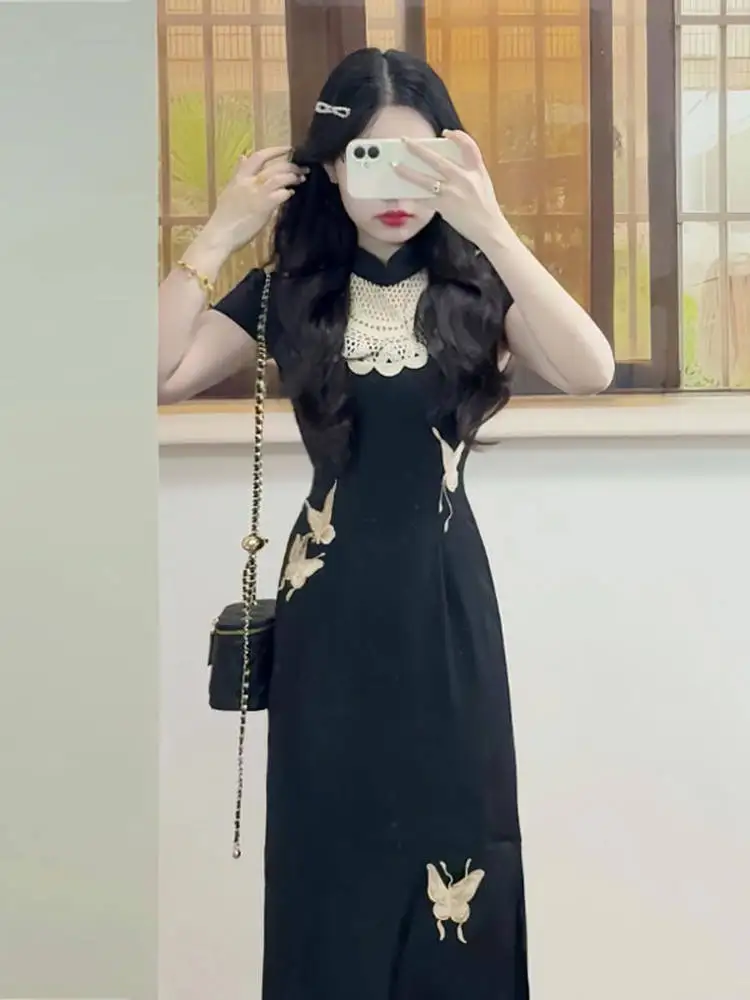 New Chinese Style Long Qipao Dress Hepburn Print Slim Fit Dress Summer Season Floral Patterned Stand Collar Gown
New Chinese Style Long Qipao Dress Hepburn Print Slim Fit Dress Summer Season Floral Patterned Stand Collar Gown