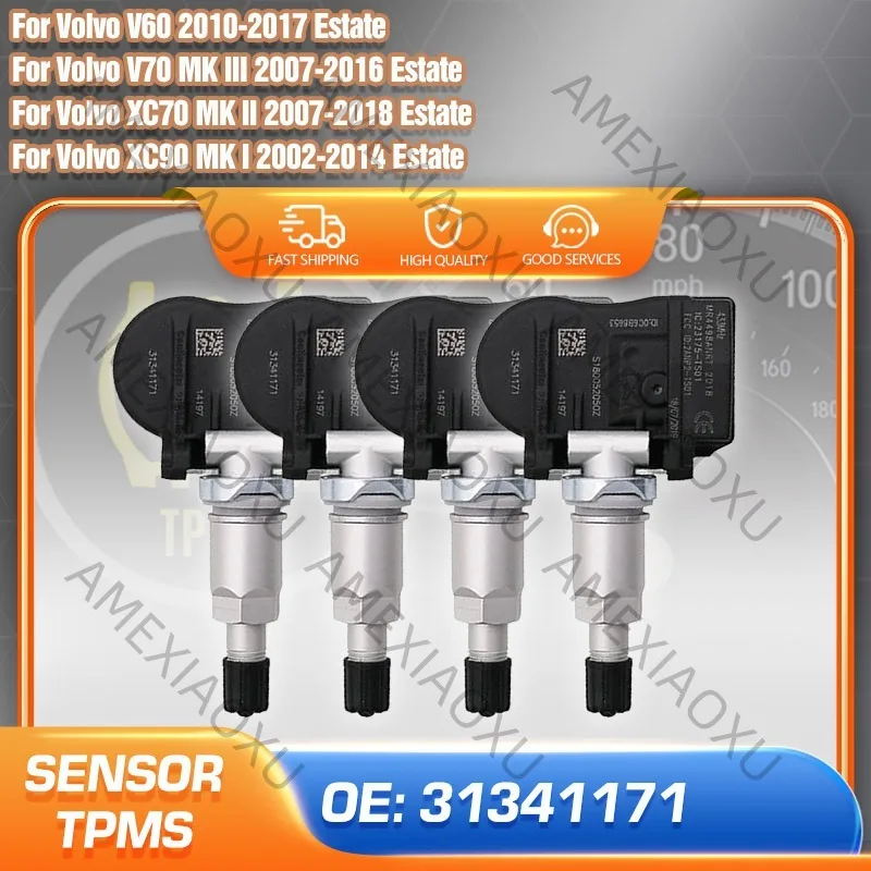 4PCS 31341171 TPMS 433MHZ Car Tire Pressure Monitor System Sensor For Volvo C30 C70 S40 S60 S70 V40 V60 XC60 31341893 31445473 A
4PCS 31341171 TPMS 433MHZ Car Tire Pressure Monitor System Sensor For Volvo C30 C70 S40 S60 S70 V40 V60 XC60 31341893 31445473 A