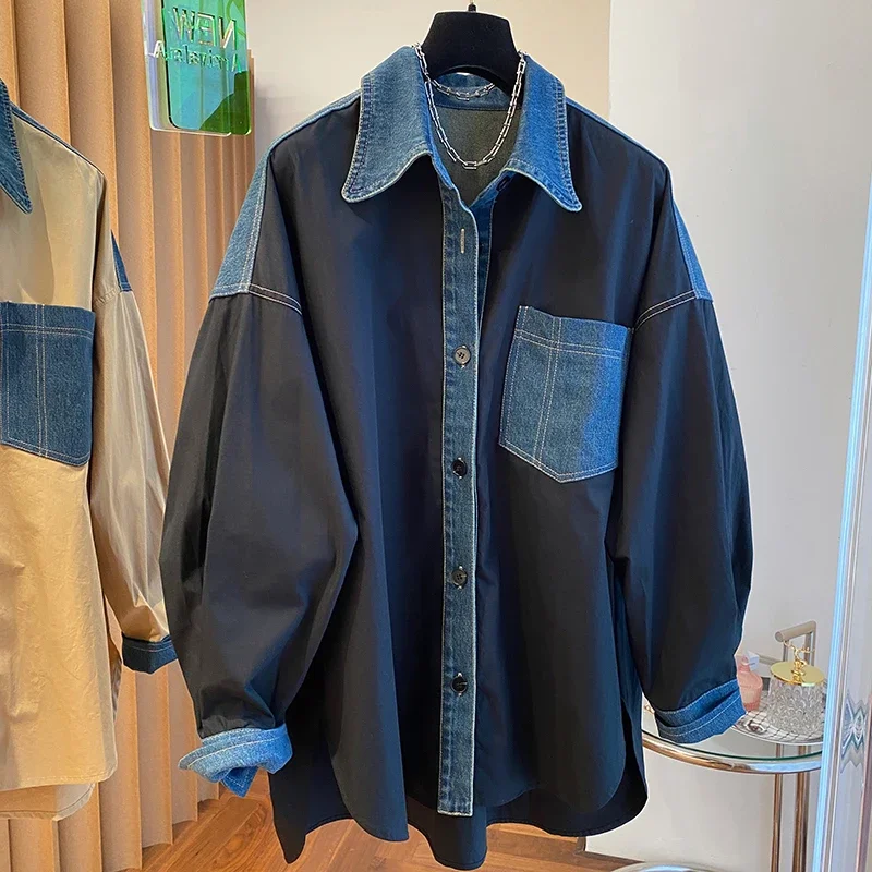 SuperAen Black Vintage Denim Paneled Shirt Jacket Women's 2023 Spring and Autumn Casual Fake Two-piece Shirt
SuperAen Black Vintage Denim Paneled Shirt Jacket Women's 2023 Spring and Autumn Casual Fake Two-piece Shirt