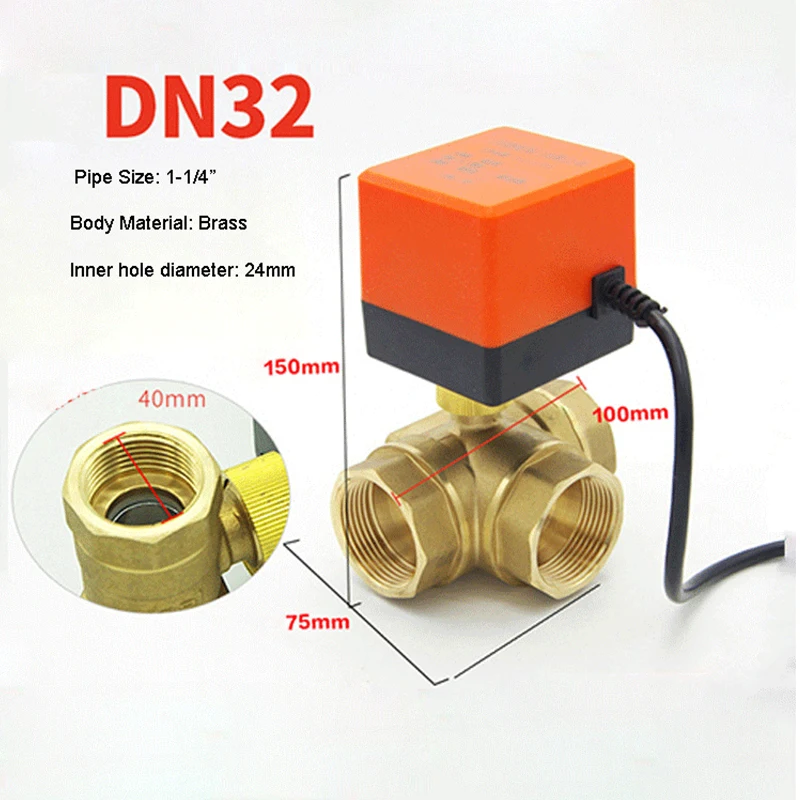 1-1/4" Three Way Motorized Ball Valve 220V 12V 24V 3-Wire 2 Point Control Brass Electric
1-1/4" Three Way Motorized Ball Valve 220V 12V 24V 3-Wire 2 Point Control Brass Electric